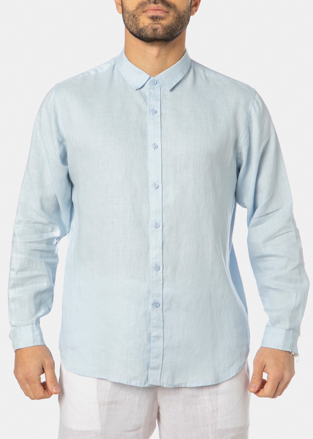 100% Linen Light Blue Shirt 